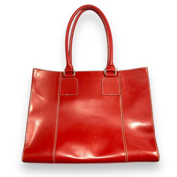 Wilsons Leather Womens Satchel Tote Bag Handbag Purse Red Leather Large - Picture 7 of 16
